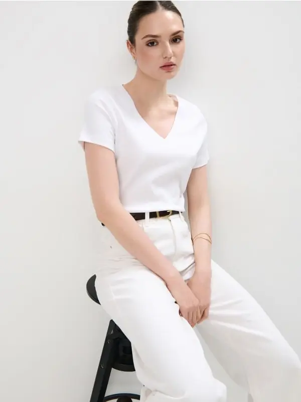 Mohito Mohito - Памучна тениска - бяло