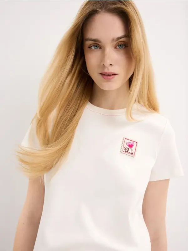 Mohito Mohito - Памучна тениска - кремaво