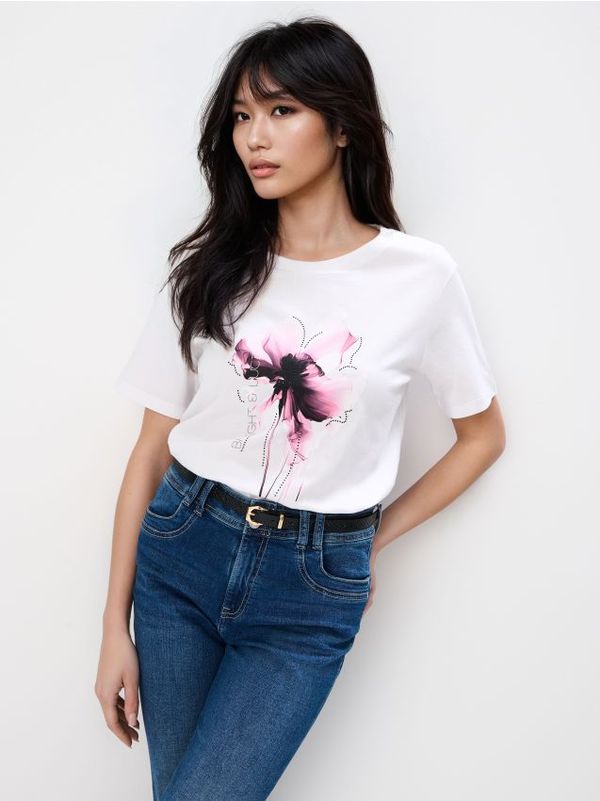 Mohito Mohito - Памучна тениска с принт - бяло