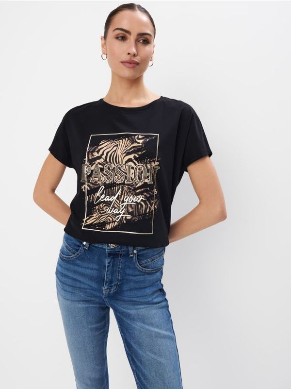 Mohito Mohito - Памучна тениска с принт - черен