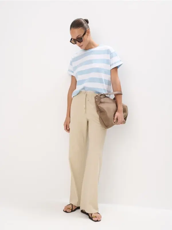 Mohito Mohito - Панталон с високо съдържание на лен - бежово