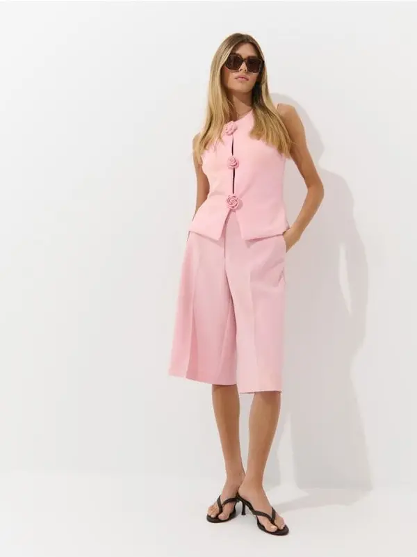 Mohito Mohito - Панталон тип culotte - пастелно розово