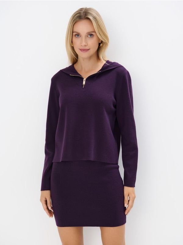 Mohito Mohito - Плетен пуловер с качулка - кестеняво