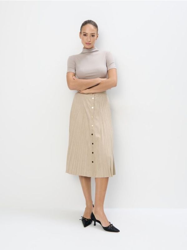 Mohito Mohito - Плисирана миди пола - бежово