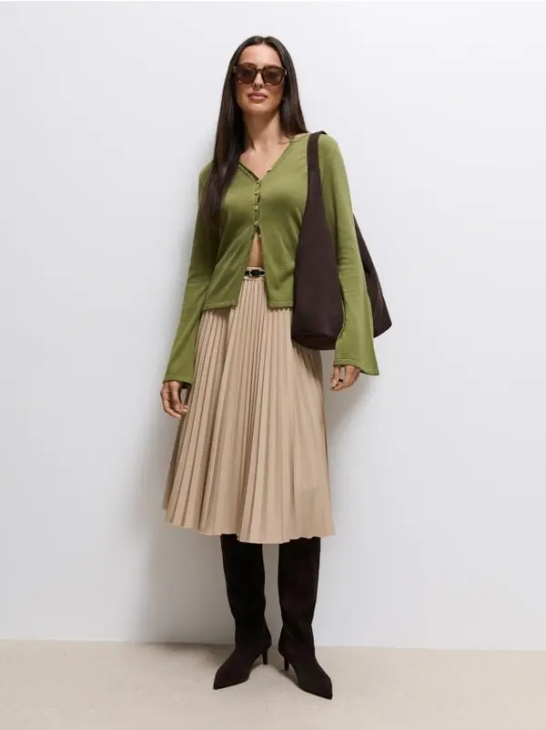 Mohito Mohito - Плисирана миди пола - бежово