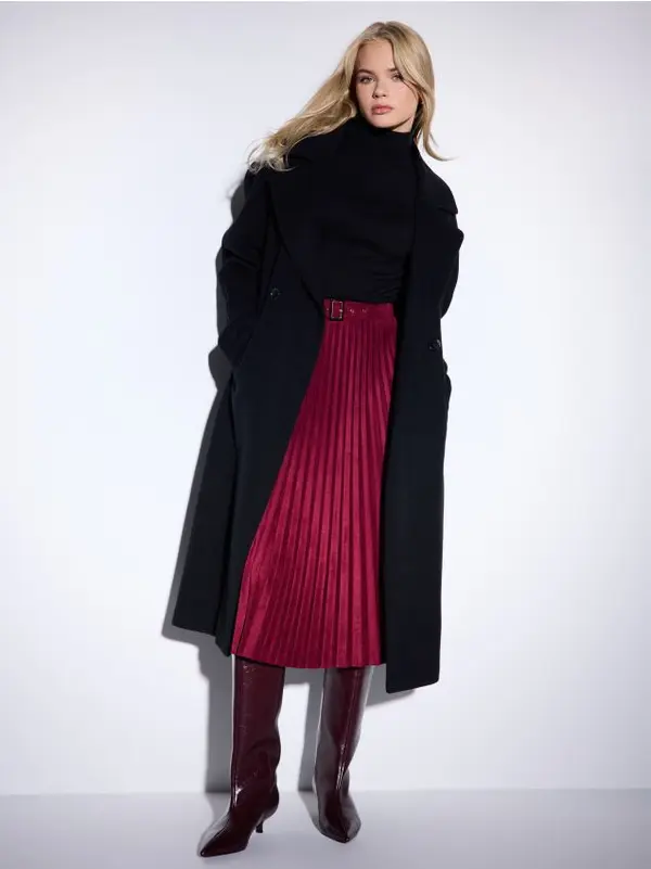 Mohito Mohito - Плисирана миди пола - кестеняво