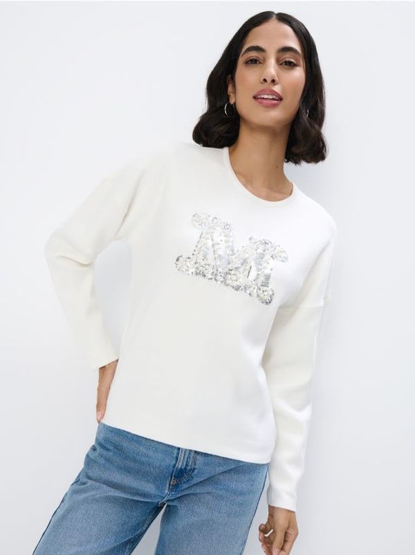 Mohito Mohito - Пуловер с декоративен акцент - бяло