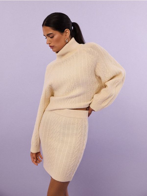 Mohito Mohito - Пуловер с декоративна плетка - бежово