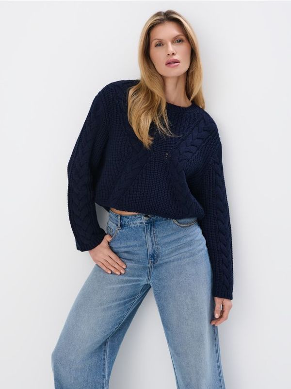 Mohito Mohito - Пуловер с декоративна плетка - нави