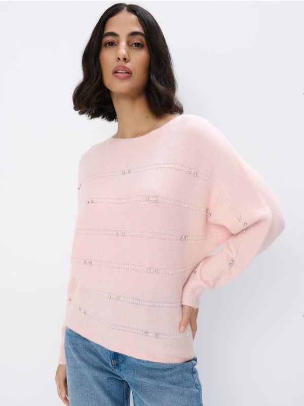 Mohito Mohito - Пуловер с декоративни акценти - пастелно розово