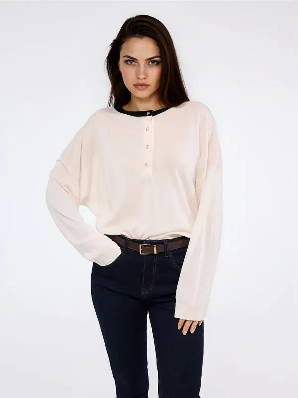 Mohito Mohito - Пуловер с детайли копчета - кремaво