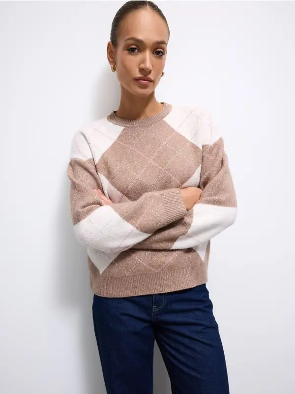 Mohito Mohito - Пуловер с геометрична шарка - бежово