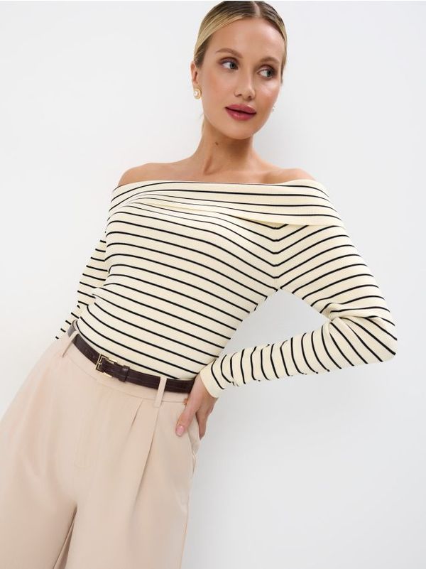 Mohito Mohito - Пуловер с голи рамене - кремaво