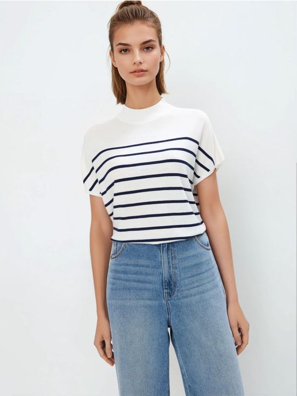 Mohito Mohito - Пуловер с къс ръкав - бяло