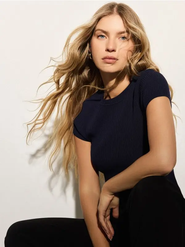 Mohito Mohito - Пуловер с къс ръкав - нави