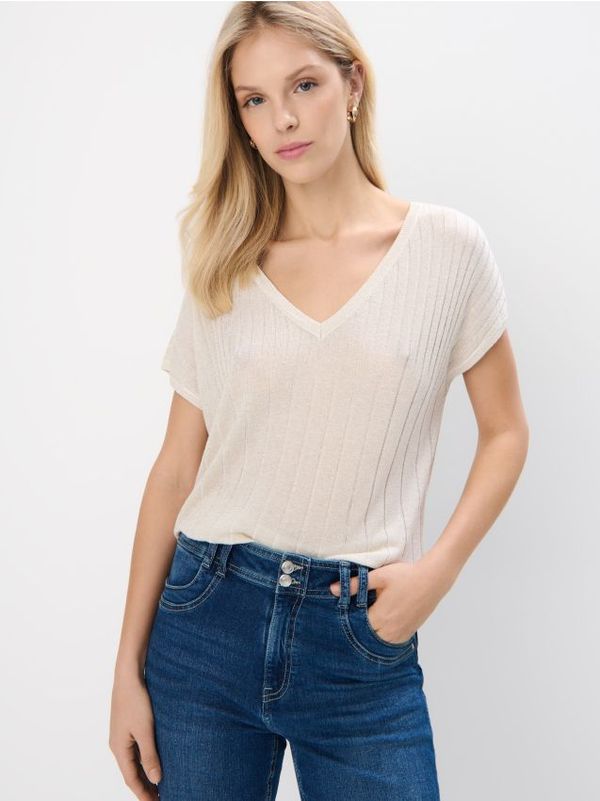 Mohito Mohito - Пуловер с металически нишки - кремaво