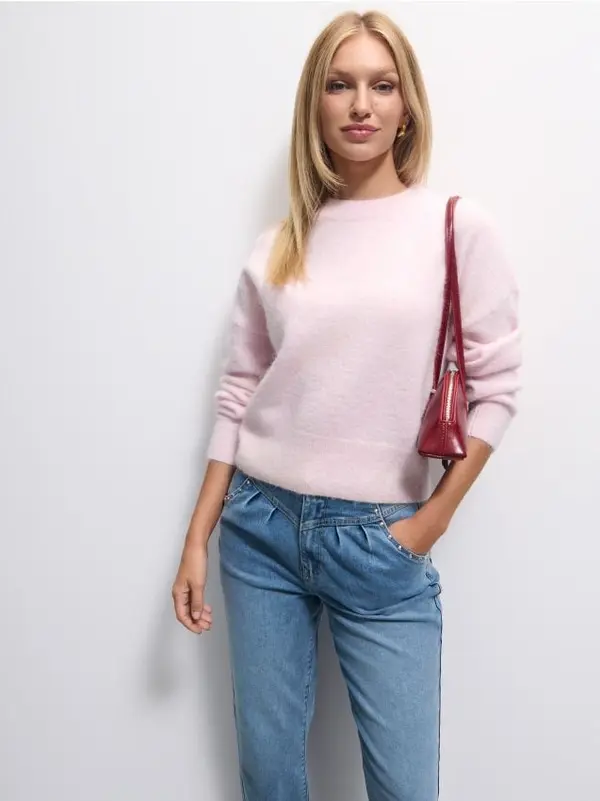 Mohito Mohito - Пуловер със съдържание на вълна от алпака - пастелно розово