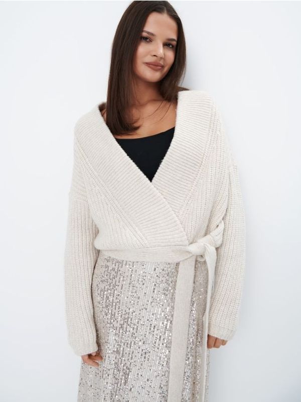 Mohito Mohito - Пуловер тип „прегърни ме“ със съдържание на вълна - бежово