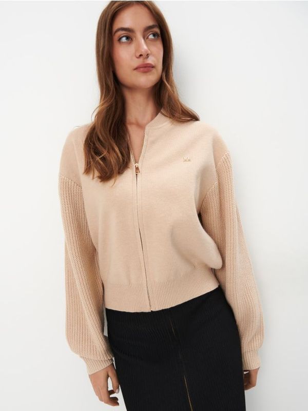 Mohito Mohito - Пуловер в стил бомбър с цип - бежово