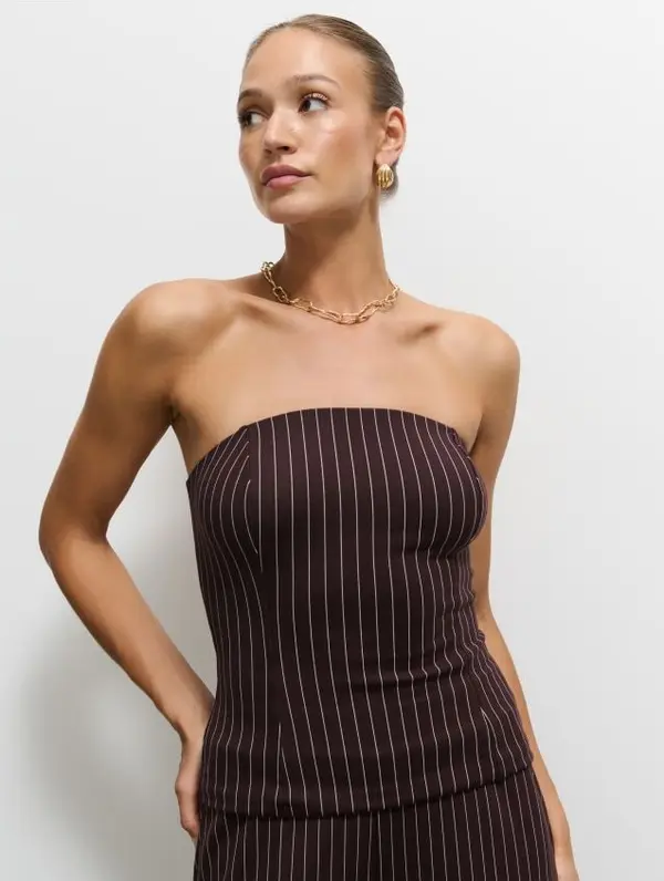 Mohito Mohito - Раиран топ - тъмно кафяво