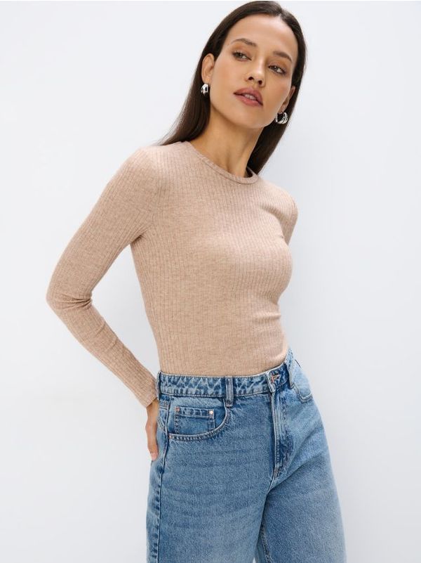 Mohito Mohito - Релефна блуза на райе - бежово