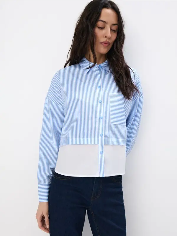 Mohito Mohito - Риза на райе и с високо съдържание на памук - син