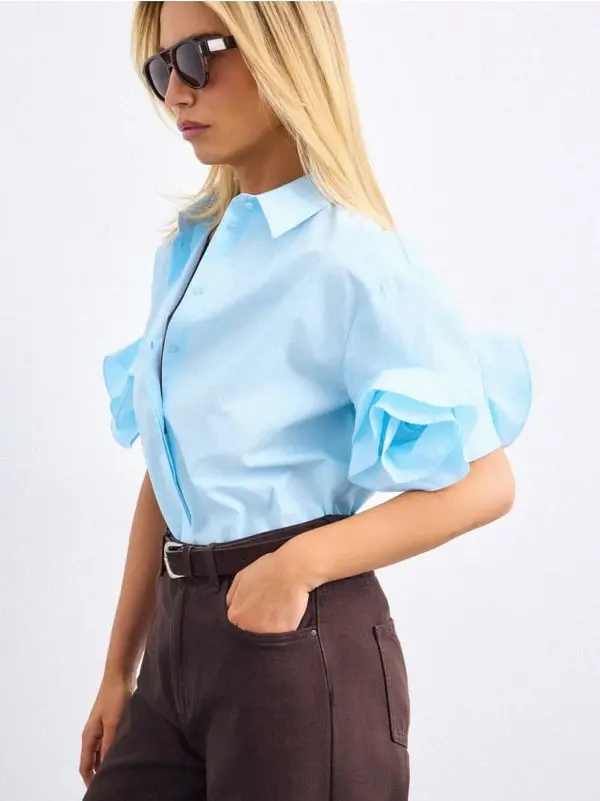 Mohito Mohito - Риза от смес с лиоцел - син