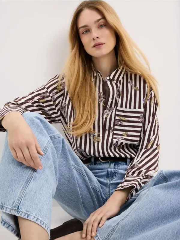 Mohito Mohito - Риза от смес с модал - кремaво