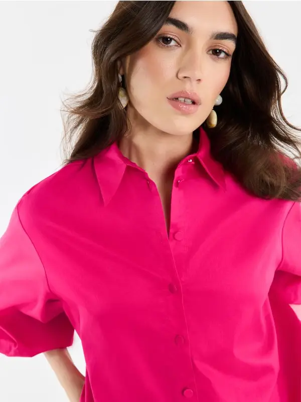 Mohito Mohito - Риза с буфан ръкави - цикламено