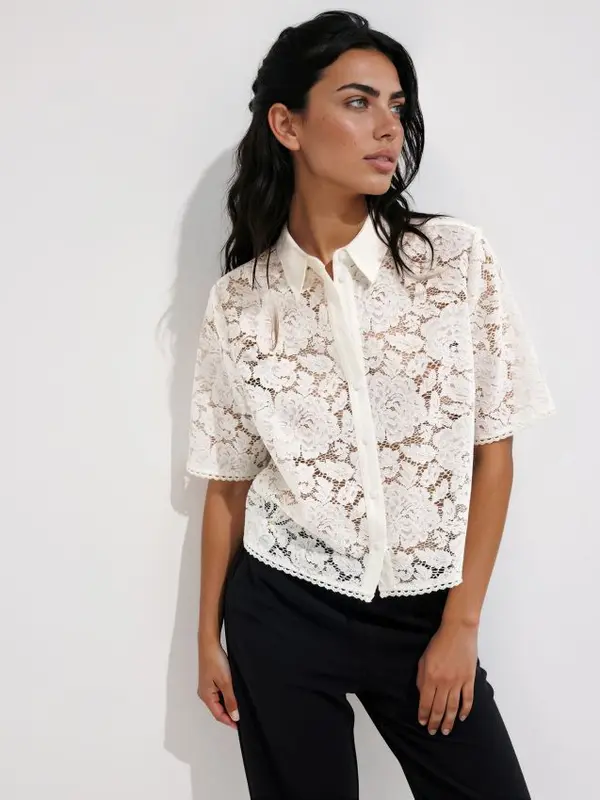Mohito Mohito - Риза с дантела - бяло
