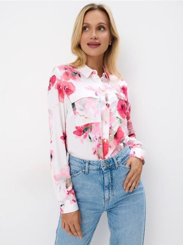 Mohito Mohito - Риза с флорален десен и високо съдържание на вискоза - бяло