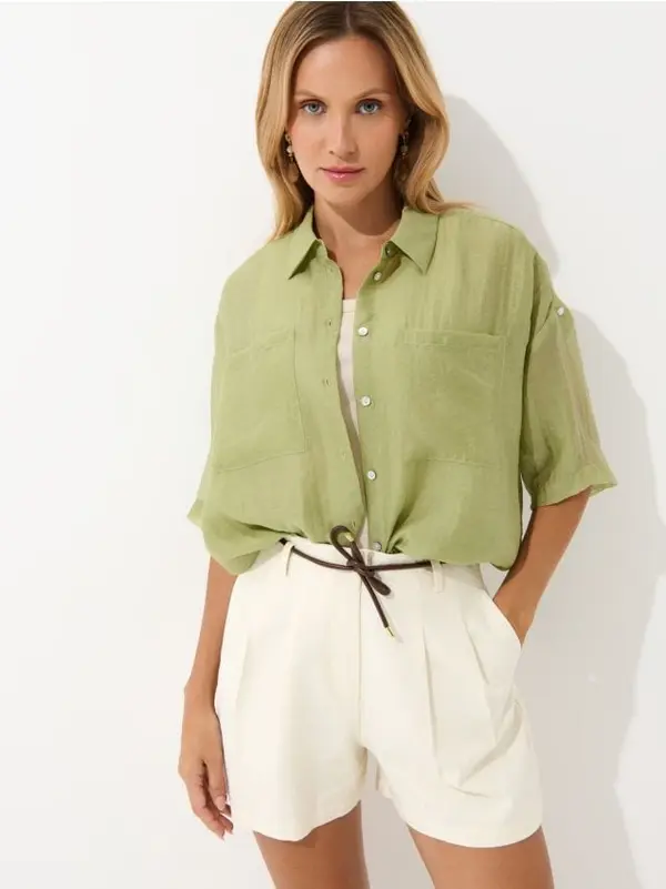 Mohito Mohito - Риза с къси ръкави - маслинено зелено