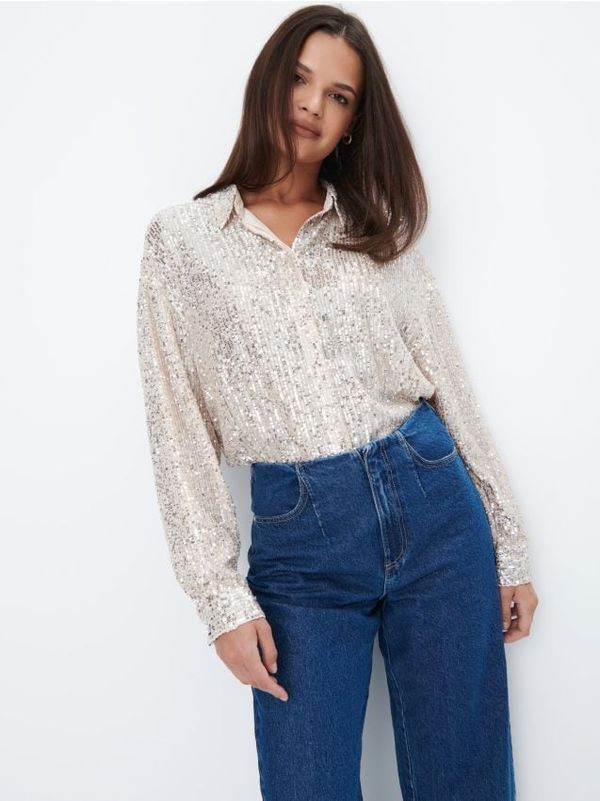 Mohito Mohito - Риза с пайети - кремaво