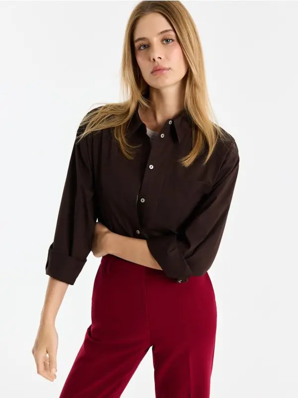 Mohito Mohito - Риза с високо съдържание на памук - кафяво