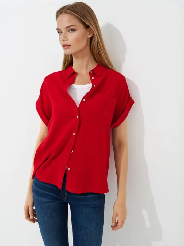 Mohito Mohito - Риза с високо съдържание на вискоза - червен