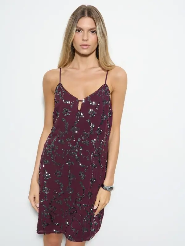 Mohito Mohito - Рокля с пайети - махагон