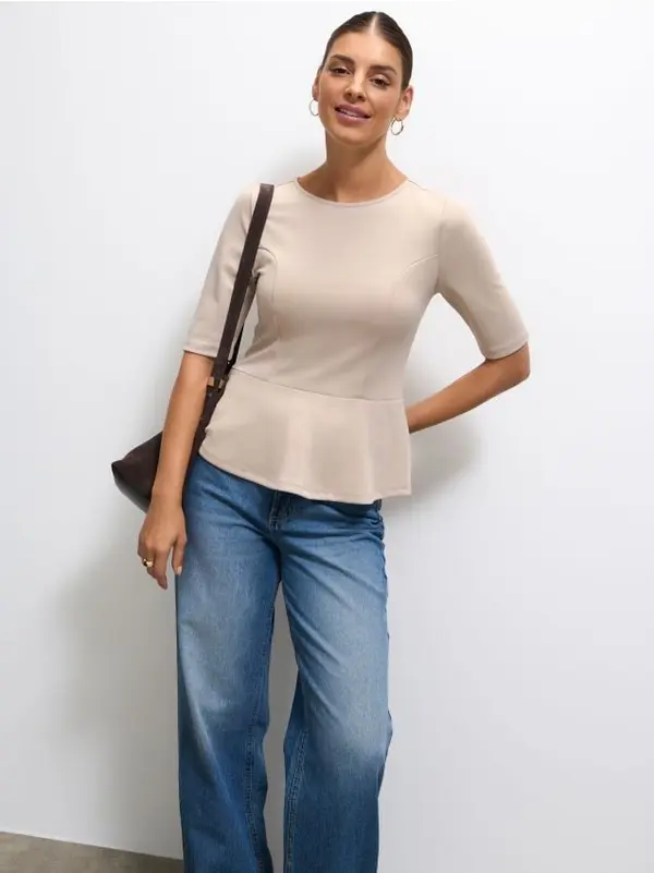 Mohito Mohito - Суитшърт с къс ръкав - бежово