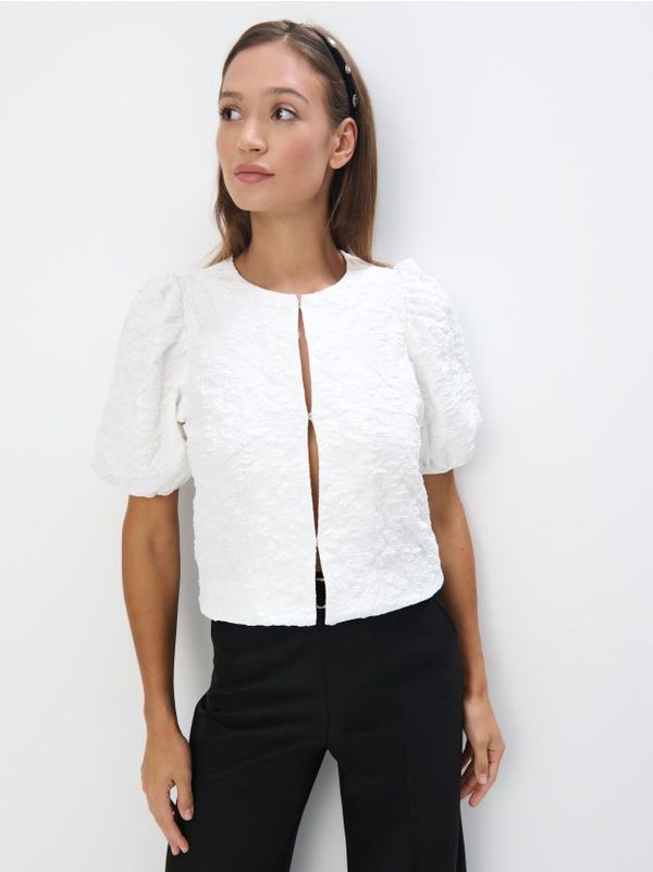 Mohito Mohito - Суитшърт с къс ръкав - кремaво