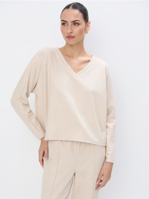 Mohito Mohito - Суитшърт с остро деколте - бежово