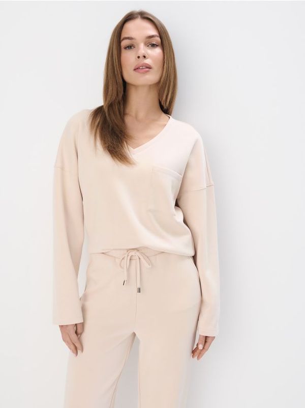 Mohito Mohito - Суитшърт с остро деколте - бежово