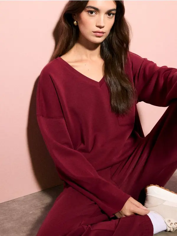 Mohito Mohito - Суитшърт с остро деколте - червен