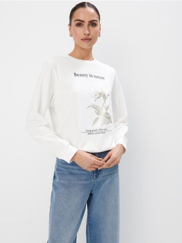 Mohito Mohito - Суитшърт с принт - кремaво