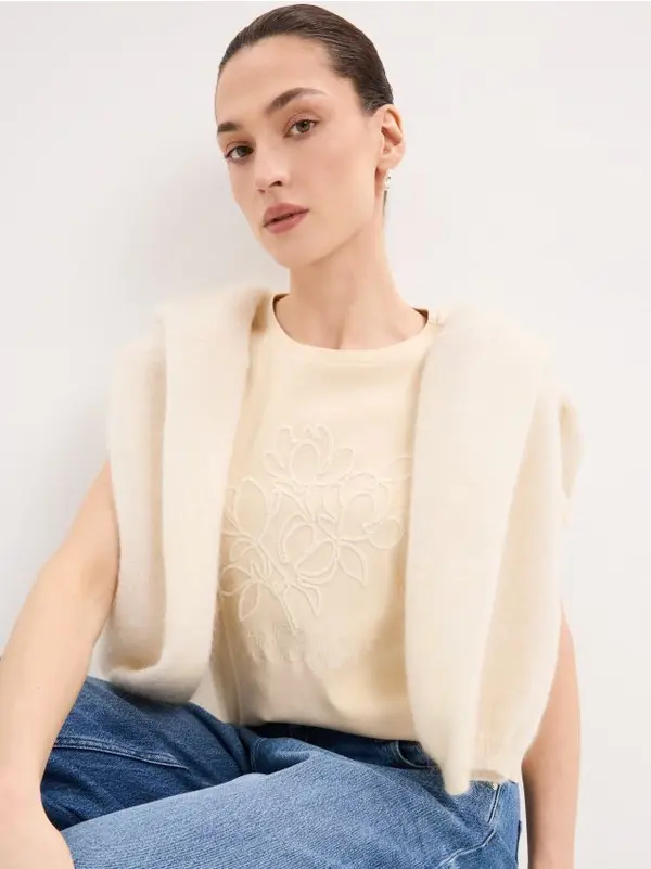 Mohito Mohito - Тениска с апликация - кремaво