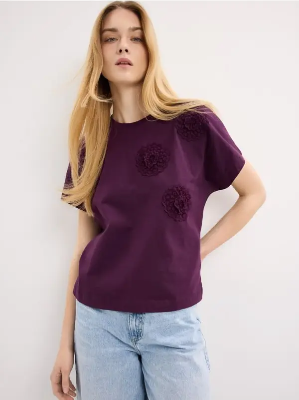 Mohito Mohito - Тениска с апликация - тъмно лилаво