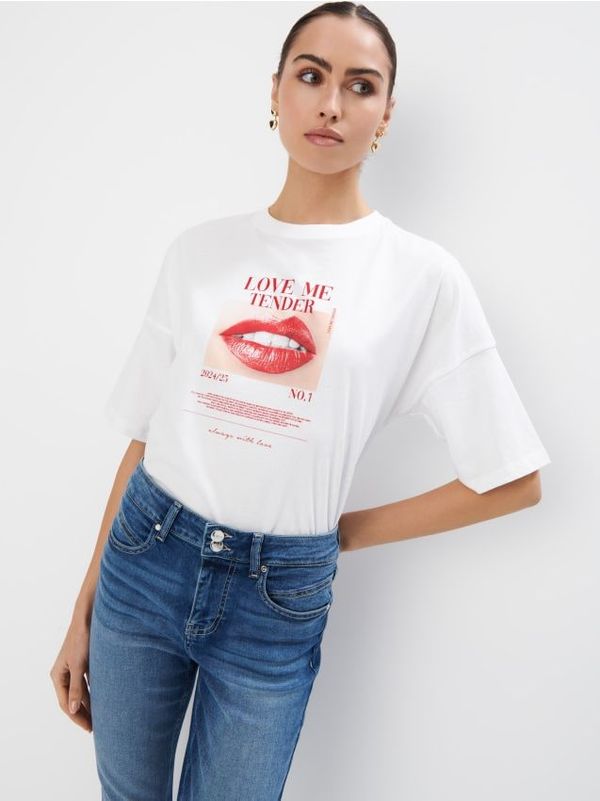 Mohito Mohito - Тениска с щампа - бяло