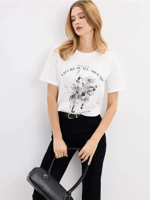 Mohito Mohito - Тениска с щампа - бяло