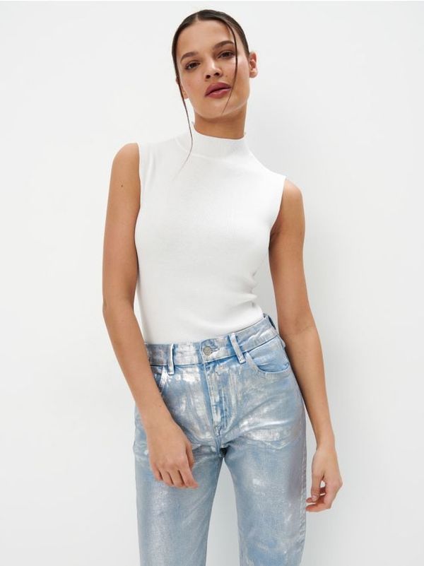 Mohito Mohito - Топ с изправена якичка - кремaво