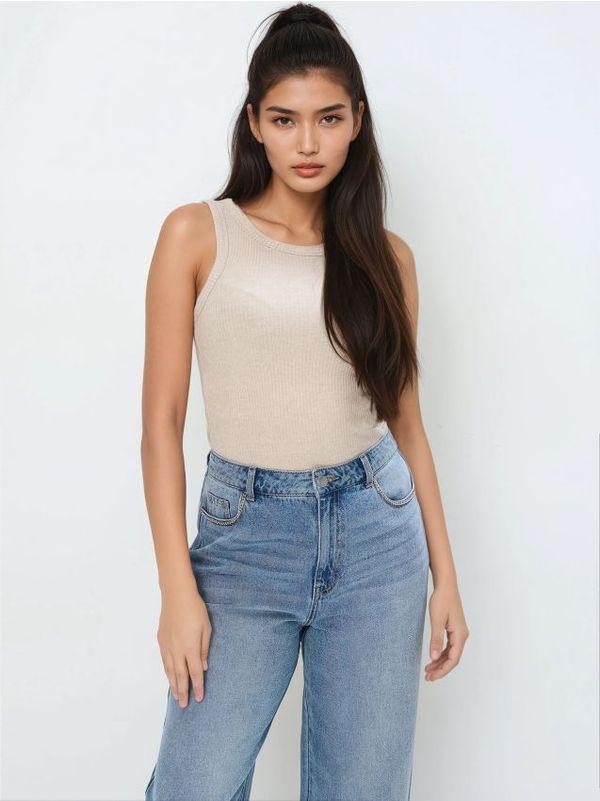 Mohito Mohito - Топ с метализирана нишка - бежово