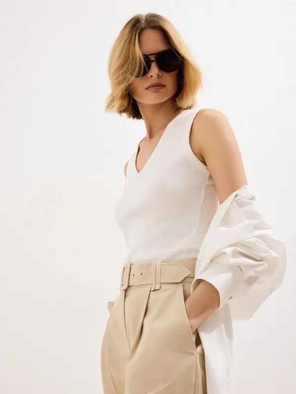 Mohito Mohito - Топ с остро деколте - кремaво