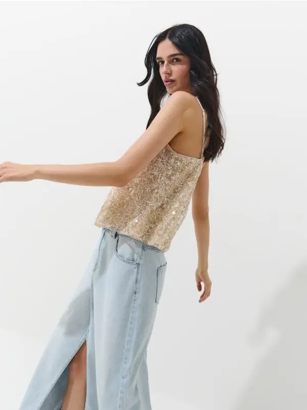 Mohito Mohito - Топ с пайети - златно